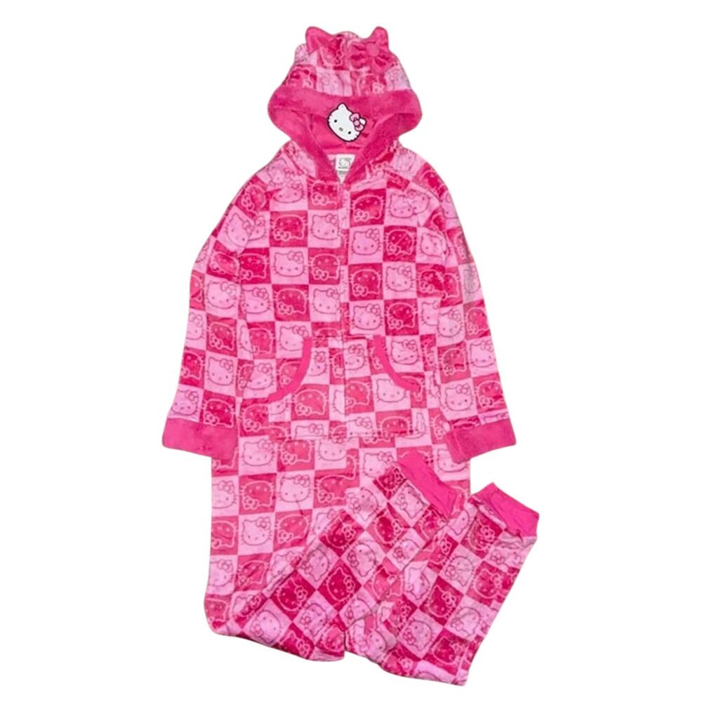 Hello Kitty Women's One Piece Pajamas Fleece Jumpsuit Sleepwear Size Small NWT